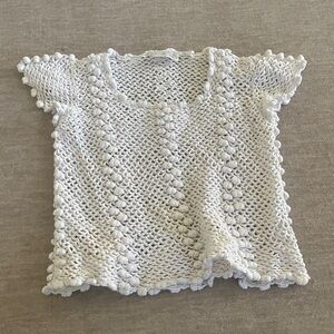 White Crochet Knit Top